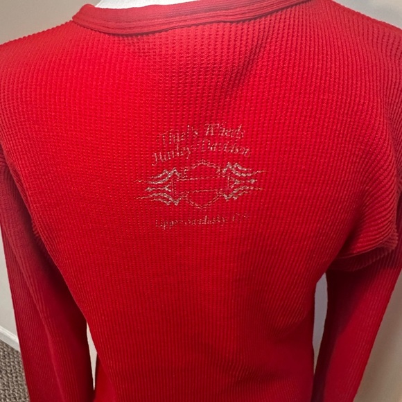 Harley Davison Long Sleeve Thermal Eye Hook Cardigan Red Size XL - Picture 5 of 9